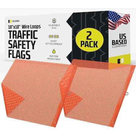 Dc Cargo Orange Safety Flag with Wire Loop, 2PK SFWLO-2